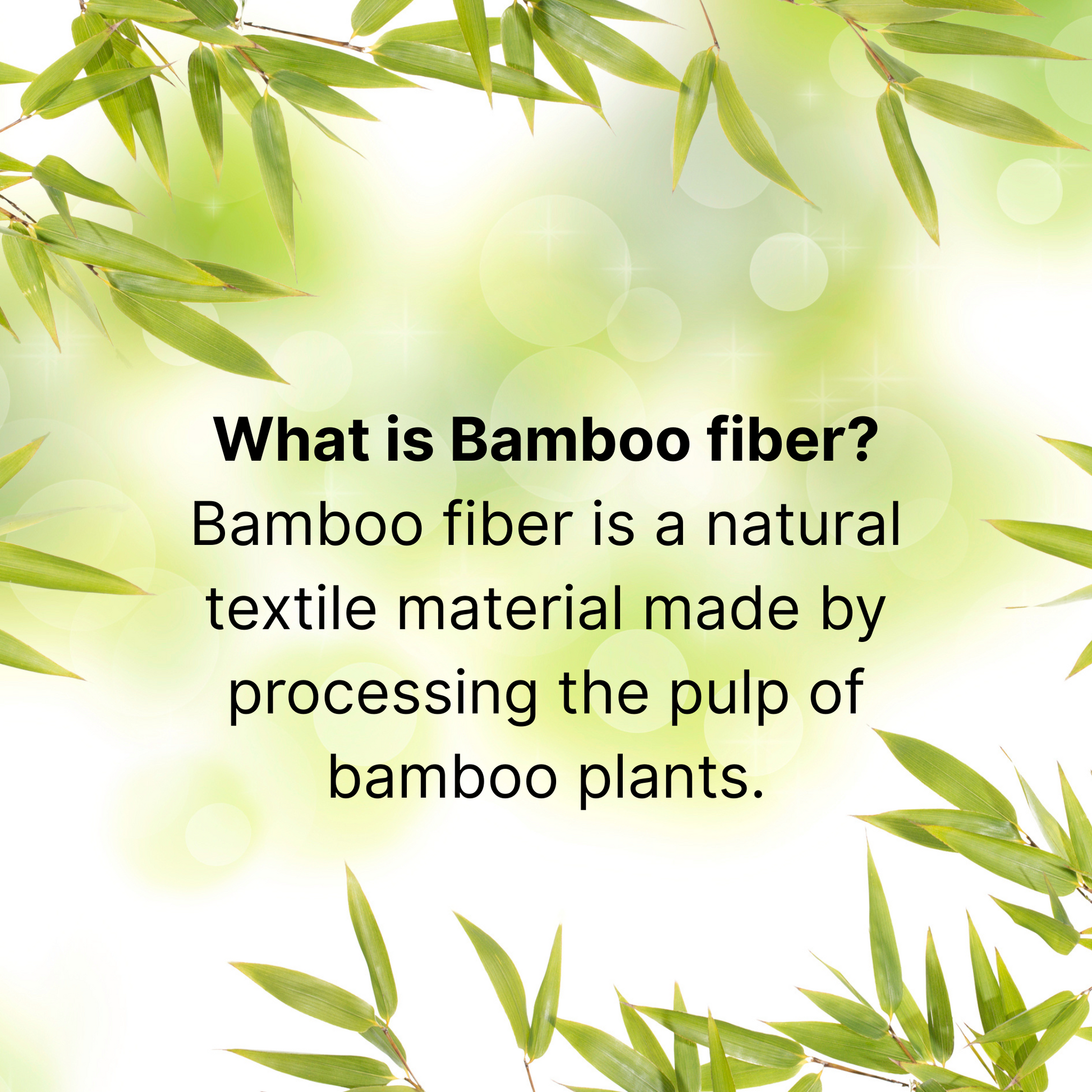 Definition of bamboo fiber with green bamboo leaves on a light background