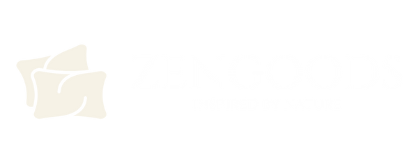 Zengoods logo in beige colour with transparant background.